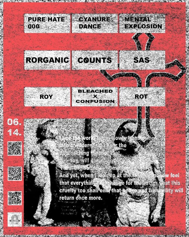Techno x Tattoo presents : Pure Hate x Cyanure Dance x Mental Explosion : Rorganic/Cøunts/SAS