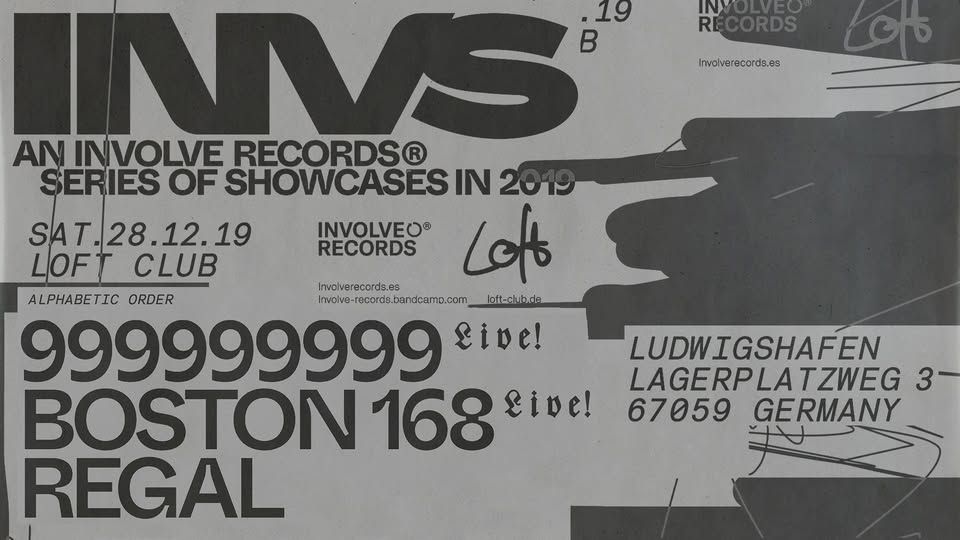 Involve Records Showcase: Regal, 9x9 live, Boston 168 live